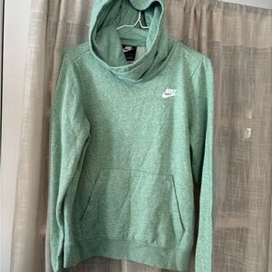 Nike Green Hoodie with Relaxed Fit and Cowl Neck